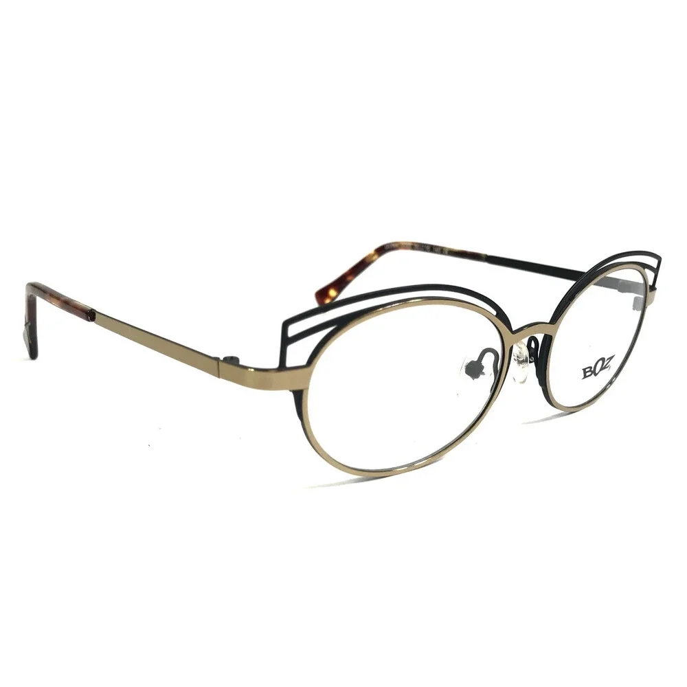 BOZ Eyeglasses Frames DONA 0055 Shiny Black Shiny Gold Cat Eye 50-16-140